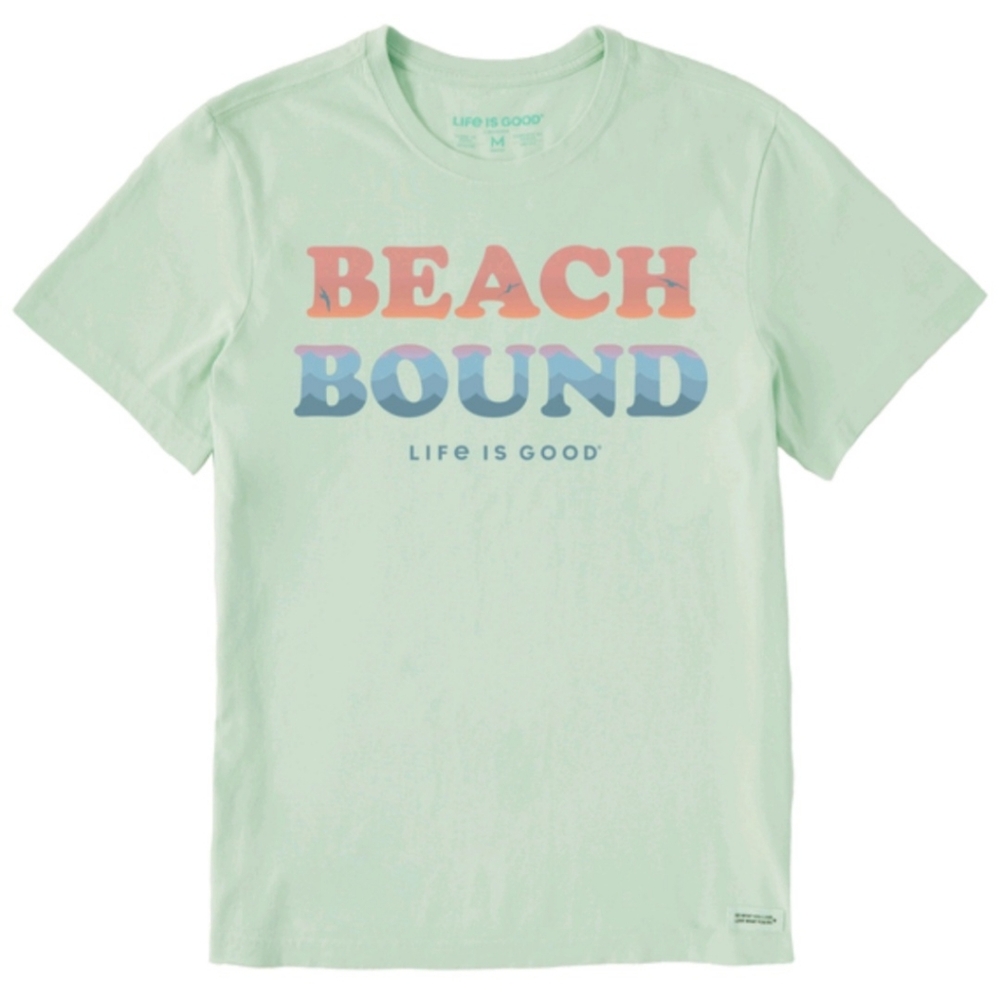 🔥LIFE IS GOOD Crusher-Lite Sea Foam Green‎ Beach Bound Short Sleeve Graphic Tee